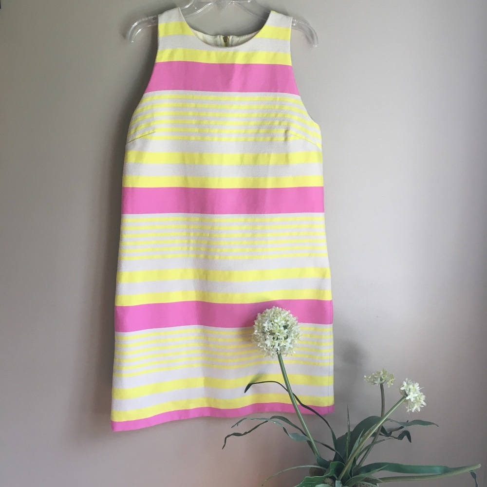 Loft Pink and Yellow Striped Dress